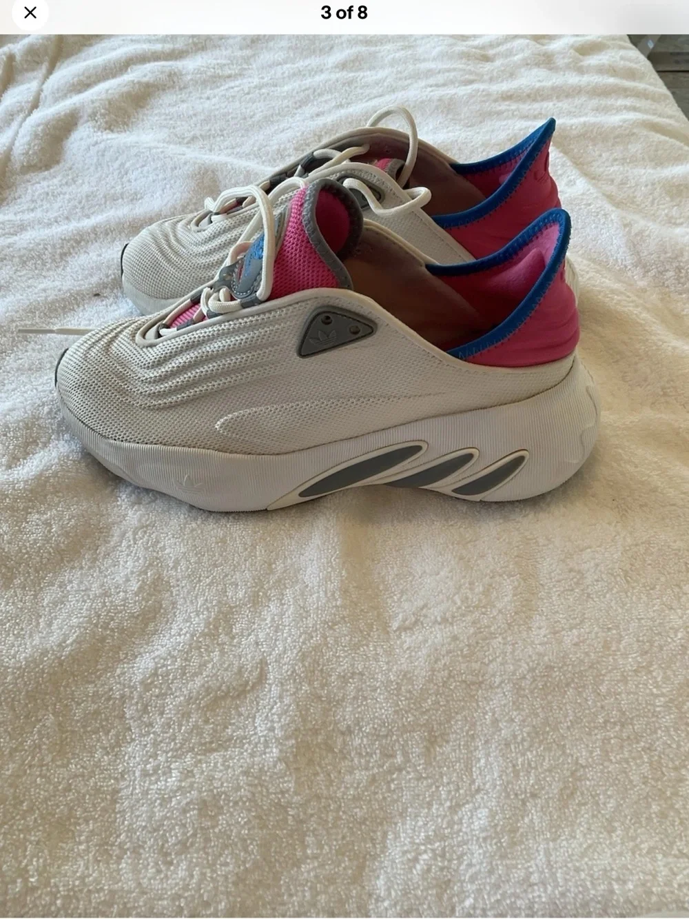 adidas Women's Cream Sneakers with Pink and Blue Accents